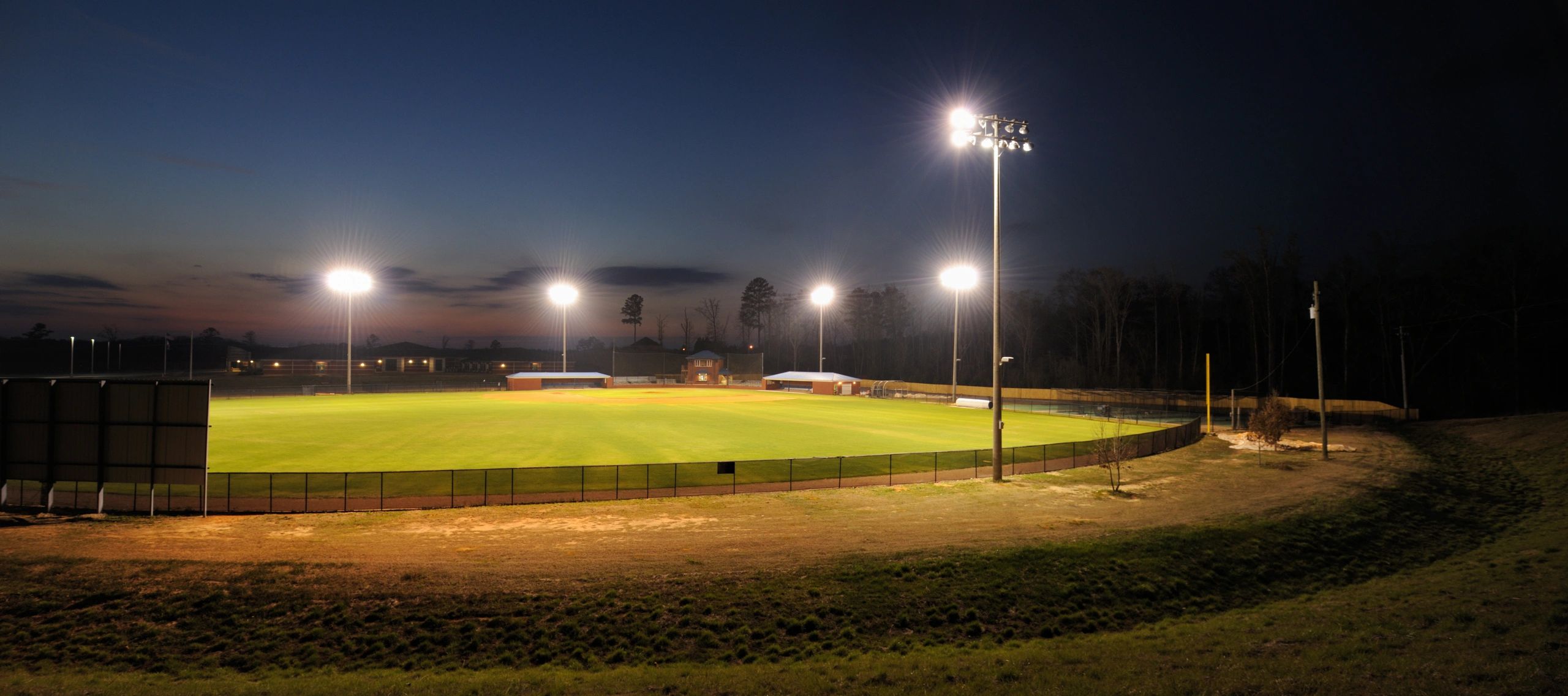 Baseball stadium under the lights, representing high-performance training